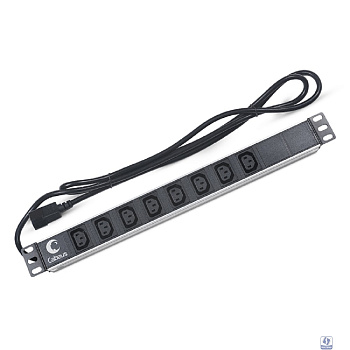 CABEUS PDU-8I-2IEC БЛОК РОЗЕТОК ДЛЯ 19" ШКАФОВ, ГОРИЗОНТАЛЬНЫЙ, 8 РОЗЕТОК IEC 320 C13, 10 A, БЕЗ ВЫКЛЮЧАТЕЛЯ, АЛЮМИНИЕВЫЙ КОРПУС, ШНУР 2 М, ВИЛКА IEC 320 C14