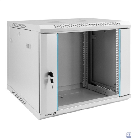 Exegate EX298601RUS Шкаф телекоммуникационный 19" настенный 9U ExeGate EC-WM-9U.450.G.GREY (19”, 9U, 600x450x500mm (ШхГхВ), передняя дверь закаленное стекло, съемные боковые панели, пыле- и влагозащит
