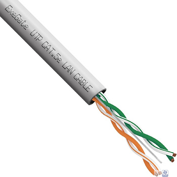 Exegate EX281821RUS Кабель Exegate  UTP-2-C5e-CU-S24-IN-PVC-GY-305 UTP 2 пары кат.5e медь, 24AWG, бухта 305м, серый, PVC