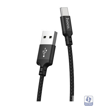 HOCO HC-62929 X14/ USB кабель Type-C/ 2m/ 1.7A/ Нейлон/ Black