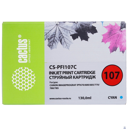 CACTUS PFI-107C Картридж струйный для Canon IP iPF670/iPF680/iPF685/iPF770/iPF780/iPF785/, синий (130мл)