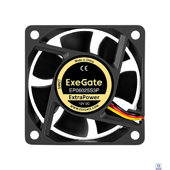 Exegate EX297034RUS Вентилятор 12В DC ExeGate ExtraPower EP06025S3P (60x60x25 мм, Sleeve bearing (подшипник скольжения), 3pin, 4500RPM, 31dBA)