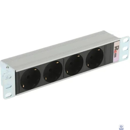 REM Блок розеток Rem-10 без шнура, 4 Schuko, вход IEC 60320 C14, 10A, алюм., 10" (R-10-4S-220-Z)