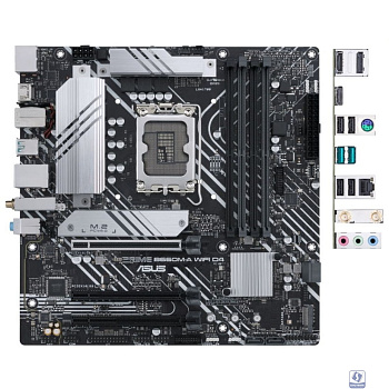 ASUS PRIME B660M-A WIFI D4 (Socket 1700, mATX, 4xDDR4(128GB), 2xHDMI 2.1/DP, 1xPCIe 4.0x16/2xPCIe 3.0x16, 1xLAN, Wi-Fi, BT, 4xSATA 6Gb/s, 2xM.2, 2xUSB 3.2, 4xUSB 2.0, 1xPS/2)