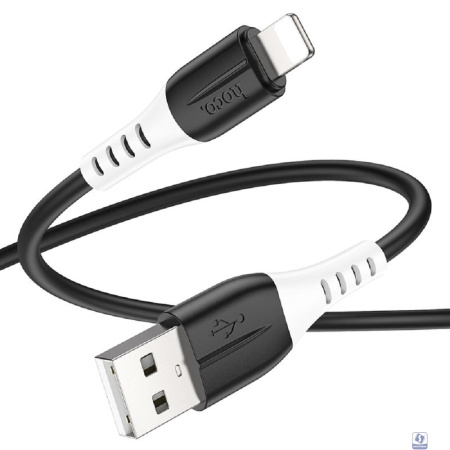 HOCO X82/ USB кабель Lightning/ 1m/ 2,4A/ Силикон/ Black