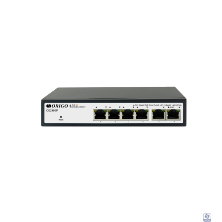 ORIGO OS2406P/60W/A1A Настраиваемый L2 PoE-коммутатор 4x1000Base-T PoE+, 2x1000Base-T, PoE-бюджет 60 Вт