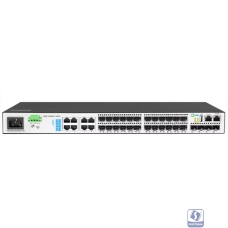 SNR SNR-S3850G-24FX Управляемый коммутатор уровня 3, 16 портов 100/1000Base-X SFP, 8 портов Combo 10/100/1000Base-T|100/1000Base-X SFP, 4 порта 1/10G SFP+, RPS 12V DC