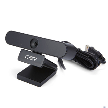 CBR CW 870FHD Black, Веб-камера с матрицей 2 МП, разрешение видео 1920х1080, USB 2.0, встроенный микрофон с шумоподавлением, автофокус, крепление на мониторе, длина кабеля 1,8 м, цвет чёрный