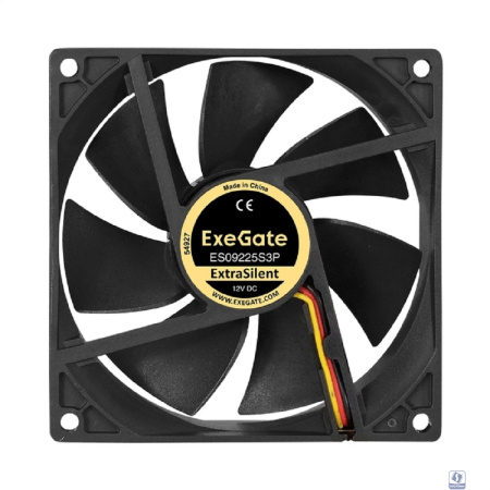 Exegate EX297049RUS Вентилятор 12В DC ExeGate ExtraSilent ES09225S3P (92x92x25 мм, Sleeve bearing (подшипник скольжения), 3pin, 2000RPM, 25dBA)