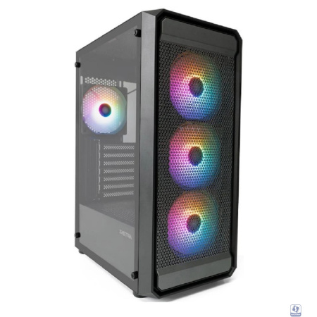 XASTRA Корпус A403 4FRGB Black ATX/Mesh/ tempered glass / 4x120mm FRGB  fans/ A403-4FC12F