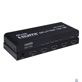 ORIENT HSP0104HV2-2.0, HDMI разветвитель 1->4, UHD 4K/60Гц (3840x2160), HDR, HDMI 2.0, HDCP 2.2, внешний БП 5В, метал.корпус (33396)