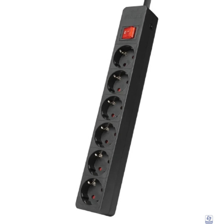 Filum Сетевой фильтр FL-SP6-1.8M-16, 4000 Вт., 6 розеток, защитные шторки, шнур 1.8 м., черный 