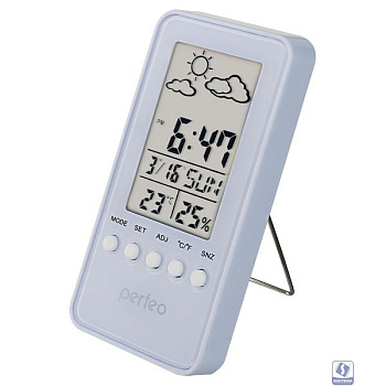 Perfeo Часы-метеостанция "Window", белый, (PF-S002A) время, температура, влажность, дата