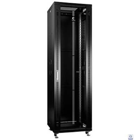 Cabeus SH-05C-42U60/80-BK Шкаф монтажный телекоммуникационный 19" напольный для распределительного и серверного оборудования 42U 600x800x2055mm (ШхГхВ) передняя стеклянная и задняя сплошная металличес