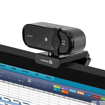 Exegate EX297680RUS Веб-камера ExeGate BlackView C931 Full HD AF (2Мп, 1920х1080, 1080P, 30fps, автоматический фокус, защитная шторка, 4-линзовый объектив, микрофон с шумоподавлением, универсальное 