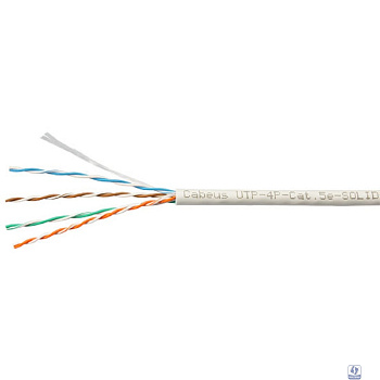Cabeus UTP-4P-Cat.5e-SOLID-LSZH-GY-LIGHT-100 Кабель витая пара UTP (U/UTP), категория 5e, 4 пары 0,48мм (24 AWG), одножильный, LSZH, нг(А)-HF, серый, (100 м)