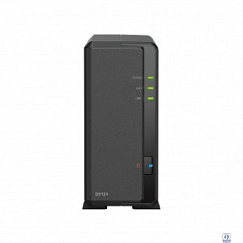 Synology DS124 Сетевое хранилище 1x 2.5" / 3.5", горячая замена, RAID modes: keine, 1x GB-LAN, Веб-сервер, 2x USB3.0, процессор: Quad Core 1.40 GHz, 1 GB ОЗУ вилка UK/HK 3-pin