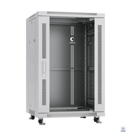 Cabeus SH-05C-18U60/80 Шкаф монтажный телекоммуникационный 19" напольный для распределительного и серверного оборудования 18U 600x800x988mm (ШхГхВ) передняя стеклянная и задняя сплошная металлическая 