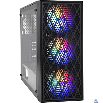 Exegate EX292859RUS Корпус Miditower ExeGate EVO-8243 (ATX, без БП, 2*USB+1*USB3.0, черный, 3 вент. с RGB подсветкой, боковая панель - закаленное стекло)