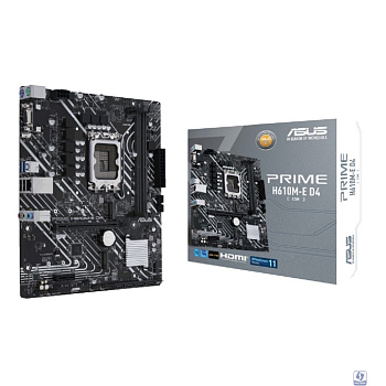 ASUS PRIME H610M-E D4-CSM (Socket 1700, mATX, 2xDDR4(64GB),  VGA/HDMI/DP, 1xPCIe 4.0x16/1xPCIe 3.0, 1xLAN, 4xSATA 6Gb/s, 2xM.2, 2xUSB 3.2, 2xUSB 2.0, 2xPS/2)