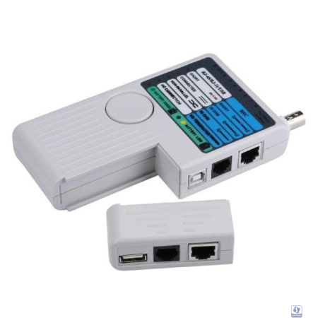 ITK WH3468 Тестер для витой пары 4в1 RJ45/RJ11/BNC/USB с элем. пит.