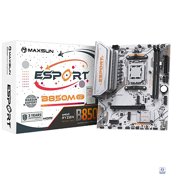 MAXSUN MS-eSport B850M WIFI ICE (Socket AM5, mATX, 2*DDR5(96Gb), DP/HDMI,  2*SATA3, 2*M.2,  1*PCIEx16/1*PCIEx1, 2*USB2.0, 4*USB 3.0, Bluetooth,  Wi-Fi 802.11ax, RTL)