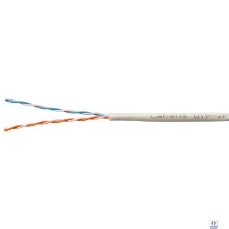 Cabeus UTP-2P-Cat.5e-SOLID-GY-500 Кабель витая пара UTP (U/UTP), категория 5e, 2 пары (24 AWG) , одножильный, PVC нг(А)-LS, серый (500 м)