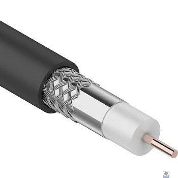 REXANT RG-6U, 75 Ом, CCS/Al/Al, 64%, бухта 100 м, черный OUTDOOR