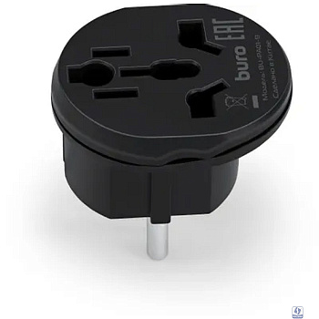 Адаптер-переходник Buro  BU-PA01-B (1 розетка) черный (пакет ПЭ)  