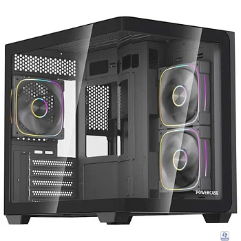 Powercase Корпус Vision Micro M5B, Curved Glass, Type-C, 3x 120mm ARGB PWM Fan, чёрный, mATX  (CVMM5B-A3)