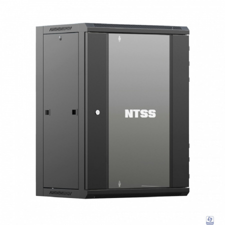 NTSS Шкаф настенный телекоммуникационный NTSS W 18U 600х600х964мм, 2 профиля 19, дверь стеклянная, боковые стенки съемные, задняя стенка, разобранный, черный RAL 9005 NTSS-W18U6060GS-BL