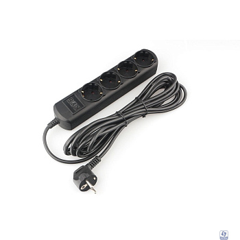 PowerCube Удлинитель (PC-2B-5M) 5.0м, 4 розетки, 16А, без выключателя, черный графит