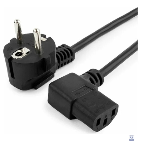 Кабель питания Cablexpert Schuko-C13, VDE, 3х0.75мм2, 10А, угл.разъем, с заземлением, 1.8м, черный [PC-186A-VDE]