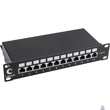 Cabeus PL-12-Cat.6 10"-SH-Dual IDC Патч-панель 10", установочный размер 236 мм, 12 портов RJ-45 полностью экранированная, категория 6, Dual IDC