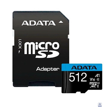 Micro SecureDigital 512GB A-DATA  Class 10 UHS-I A1 100/25 MB/s (SD адаптер)