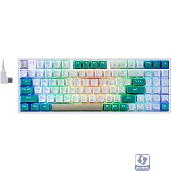 Redragon Беспроводная клавиатура Veigar BT/2.4G/пров.,RGB,бело-голубой [71476]