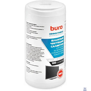 Салфетки для экранов мониторов/плазменных/ЖК телевизоров/ноутбуков BURO BU-All_screen туба 100 шт влажных [379608]
