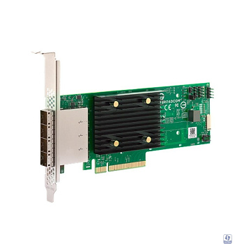 HBA-адаптер Broadcom 9500-16e SGL (03-50075-00003) PCIe Gen4 x8 LP, Tri-Mode SAS/SATA/NVMe 12G HBA, 16port(4*ext SFF8644), 3816 IOC  