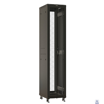 Шкаф серверный Hyperline (TTBR-4261-DD-RAL9004) напольный 42U 600x1000мм пер.дв.перфор. задн.дв.перфор. 2 бок.пан. направл.под закл.гайки 800кг черный 910мм 2055мм IP20 сталь