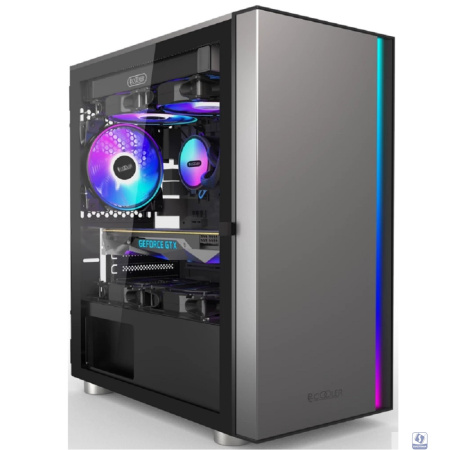 Корпус без блока питания/ PCCOOLER LM300 ARGB BK, Flat Mid Tower, Black, TG, 0.45 SPCC, 1x120mm mATX, mITX 170/330/150mm 2x2.5", 2x3.5", 5xPCI 1xUSB-A 3.0, 2xUSB-A 2.0 375x205x427mm