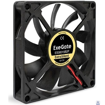 Exegate EX295236RUS Вентилятор 12В DC ExeGate ExtraSilent ES08015B2P (80x80x15 мм, 2-Ball (двойной шарикоподшипник), 2pin, 1700RPM, 17dBA)