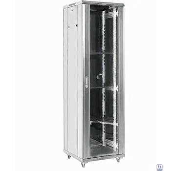 Rexant (04-1866-211) Шкаф телекоммуникационный напольный 18U 600х600мм пер.дв.стекл 2 бок.пан. металл направл.под винты 800кг серый 230град. IP20 сталь