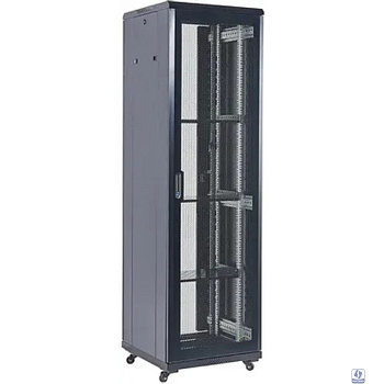 Rexant (04-4266-232) Шкаф телекоммуникационный напольный 42U 600х800мм пер.дв.перфор. металл 2 бок.пан. направл.под винты 800кг черный 230град. IP20 сталь