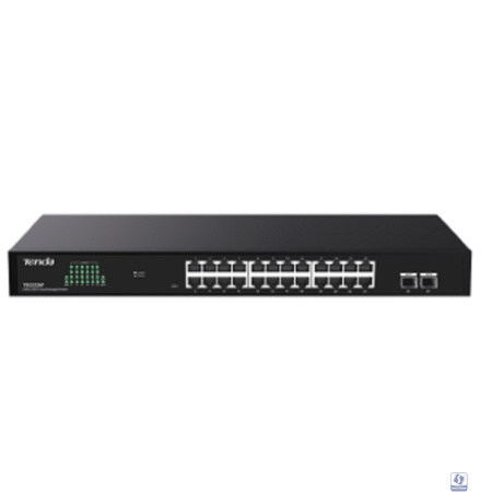 TENDA TEG2226F Коммутатор облачный управляемый, 24x1 Гбит/с, SFP 2x1 Гбит/с, установка в стойку, металлический корпус