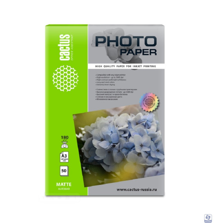 Фотобумага Cactus CS-MA318050 A3/180г/м2/50л./белый матовое для струйной печати