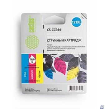 CACTUS CC644HE Картридж струйный Cactus CS-CC644 трехцветный для №121XL HP DeskJet D1663/D2563/D2663/D5563/F2423 (18ml)