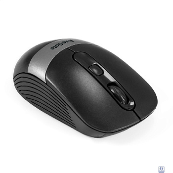 Exegate EX298895RUS Беспроводная мышь ExeGate Professional Standard FG-10 Grey (радиоканал 2,4 ГГц, USB, оптическая, 1200dpi, 4D, 4 кнопки и колесо прокрутки, черная, серая вставка, RTL)