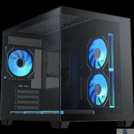 Корпус XASTRA QW500M 6ARGB-C10-UC Black mATX/Aquarium/Screewless/ 6x120mm ARGB PWM FM fans/Argb+PWM HUB 10port/Type-C/ QW500M-6FM12A-C10-UC