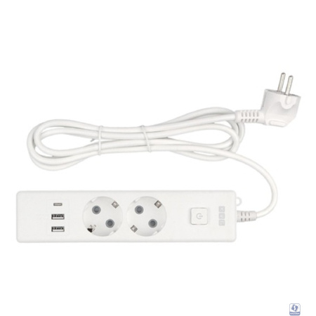 PowerCube Бытовой удлинитель (PC-4-2M) 2р с/з вык.,3USB, 3500 Вт, 16А, 1.9 м, 3*1,0 (белый) 