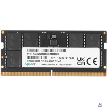 Модуль памяти Apacer 32GB DDR5 4800 SODIMM CL40, 1.2V, 2048x8,  RTL
